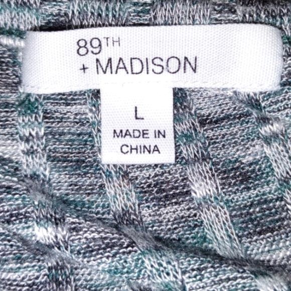 89th & Madison Green & Navy Metal Accented  Lightweight Sweater size L - Picture 5 of 7